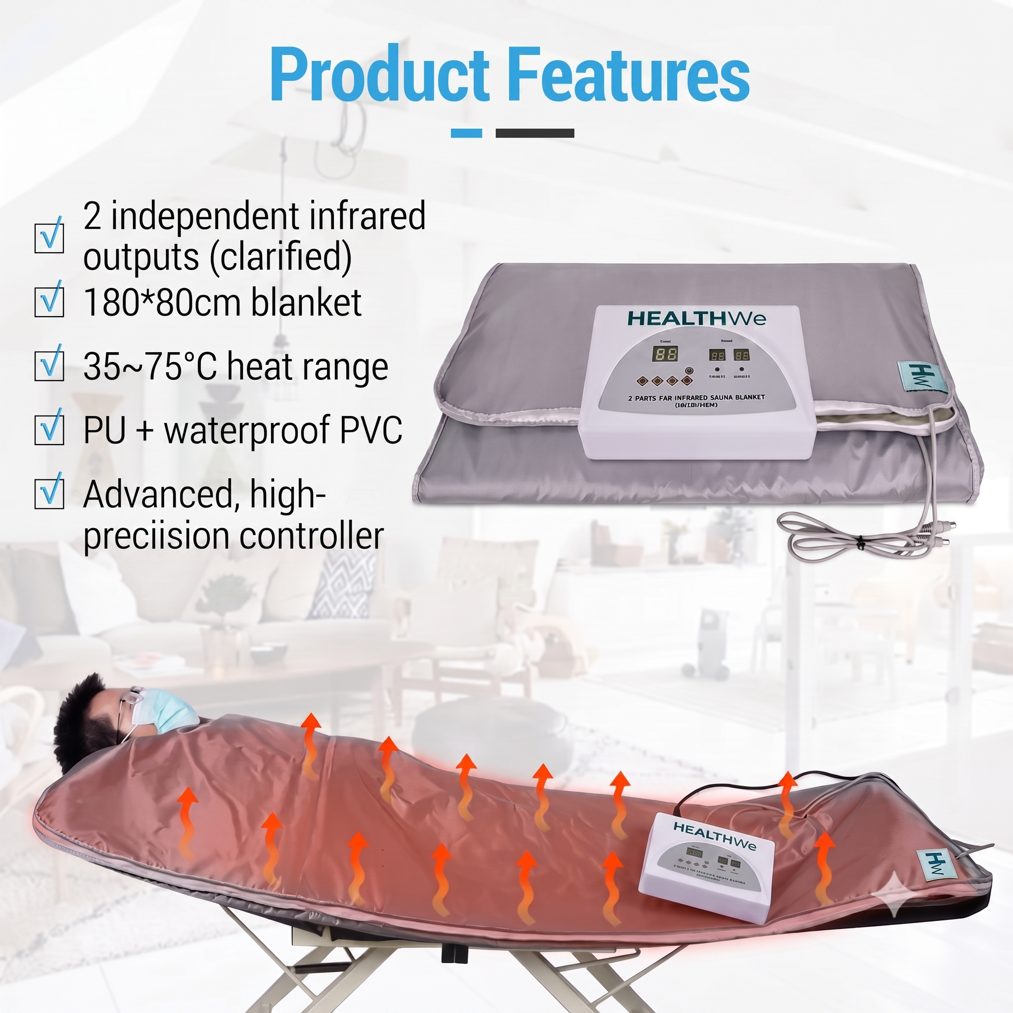 Portable Far-Infrared Deep Detox Sauna Blanket