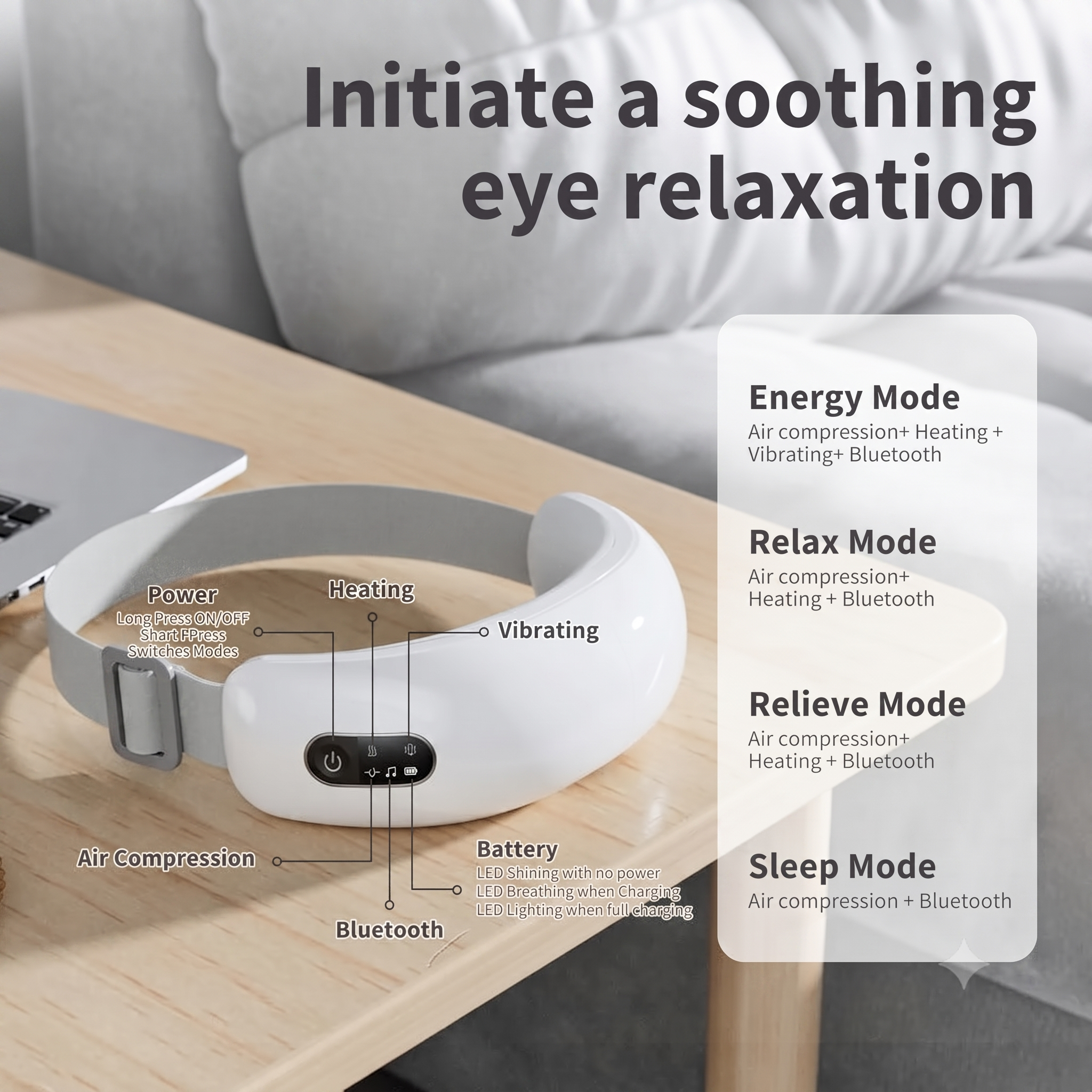 Intelligent Eye Massager with Heat & Air Compression